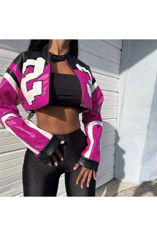 The Varsity Edge Cropped Moto Jacket