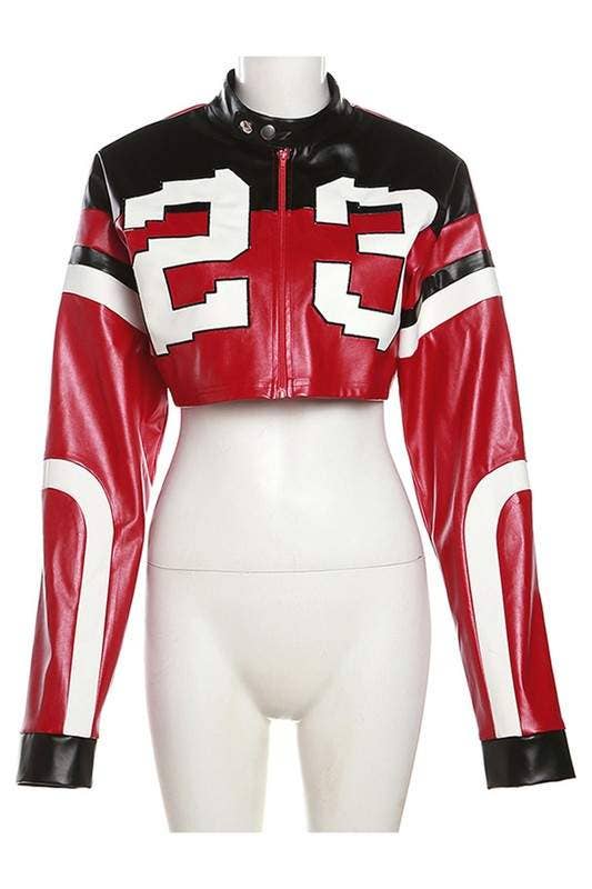 The Varsity Edge Cropped Moto Jacket