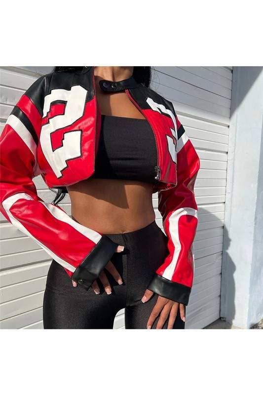 The Varsity Edge Cropped Moto Jacket