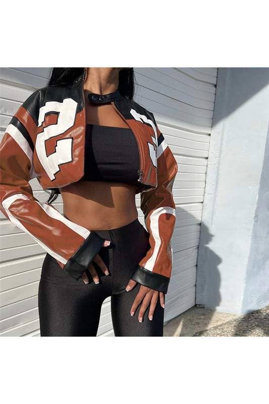 The Varsity Edge Cropped Moto Jacket
