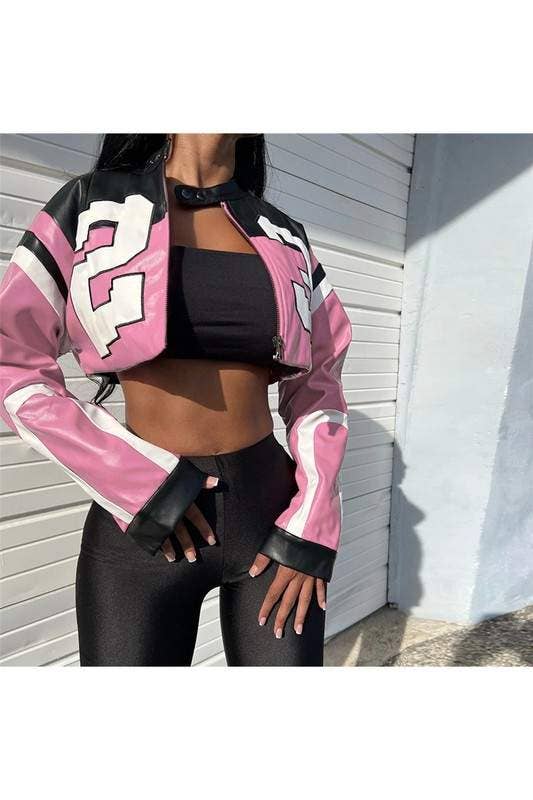 The Varsity Edge Cropped Moto Jacket