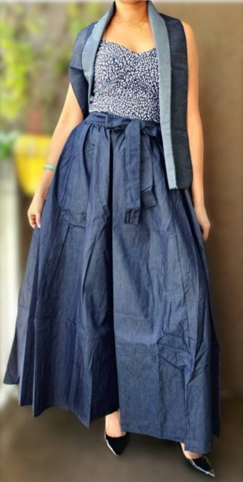 Denim Grace Flared Maxi Skirt